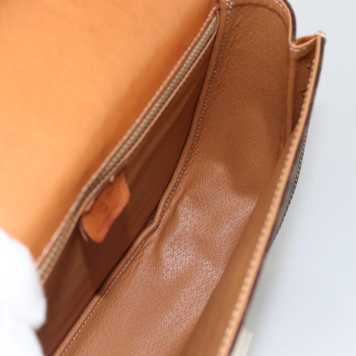 CELINE Macadam Canvas Hand Bag PVC Leather 2way Brown Gold Auth ARZ225