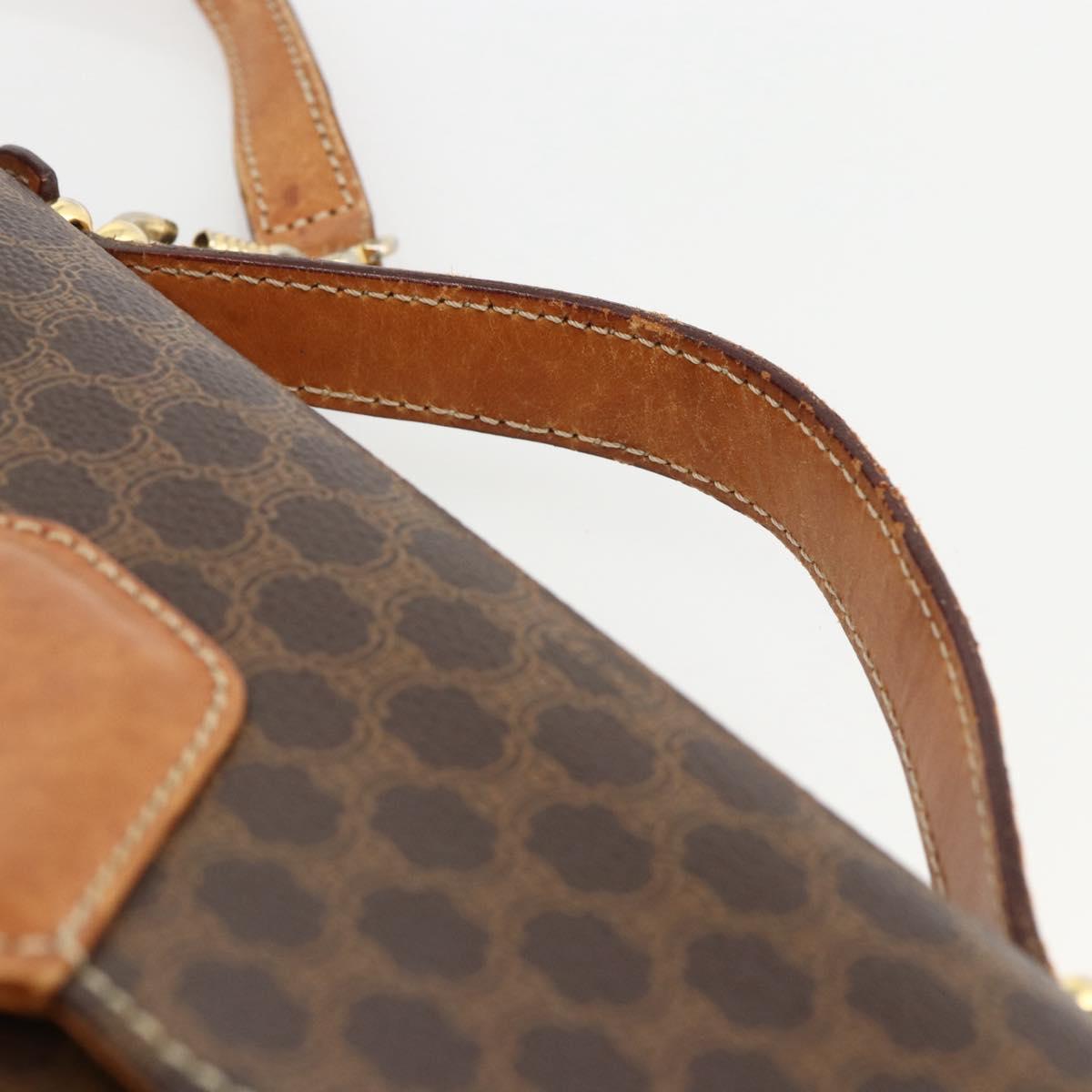 CELINE Macadam Canvas Hand Bag PVC Leather 2way Brown Gold Auth ARZ225