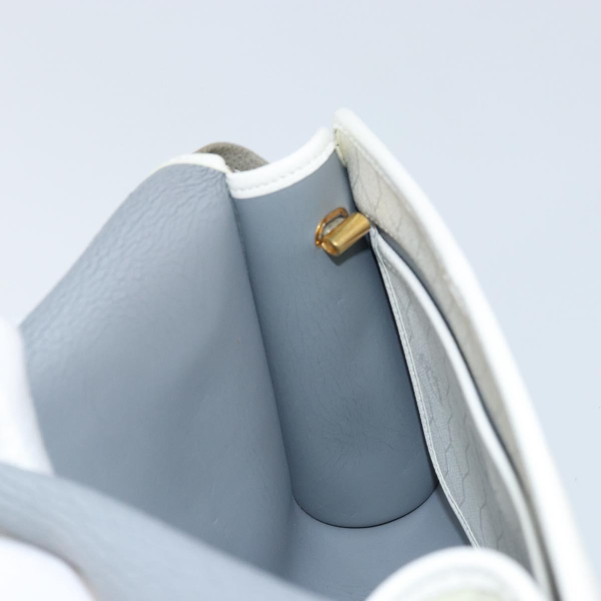 Christian Dior Honeycomb Canvas Shoulder Bag PVC White Gold Auth ARZ226