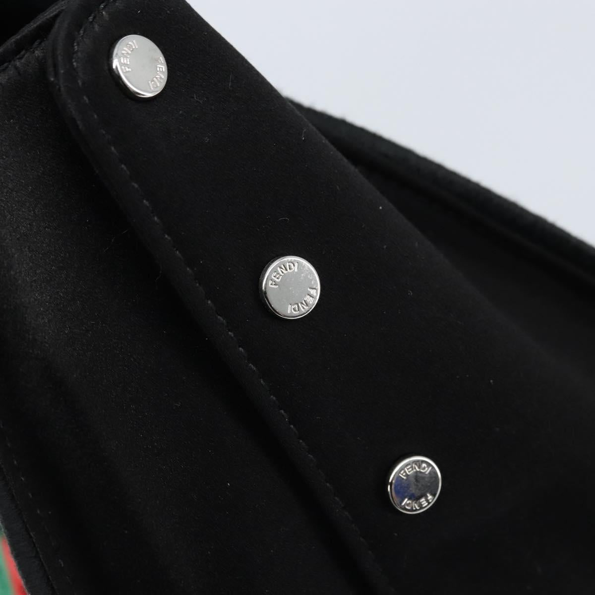 FENDI Zucca Canvas Peek A Boo Defender Shoulder Bag Black Silver Auth ARZ227V
