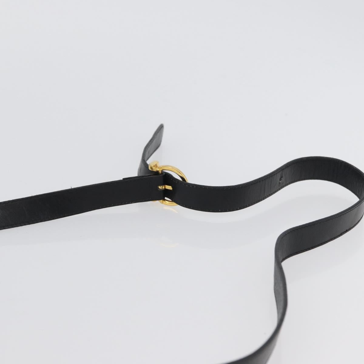 Salvatore Ferragamo Gancini Hand Bag Leather 2way Black Gold Auth ARZ228