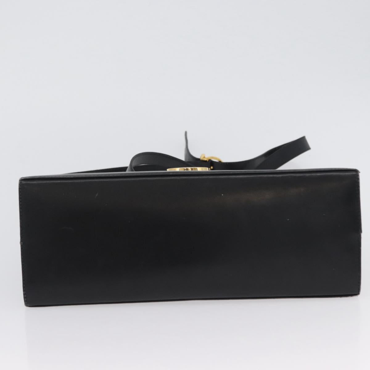 Salvatore Ferragamo Gancini Hand Bag Leather 2way Black Gold Auth ARZ228