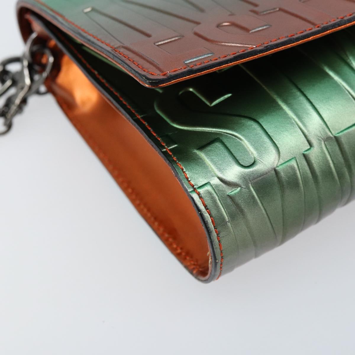 Vivienne Westwood Chain Shoulder Bag Leather Green Auth ARZ230A