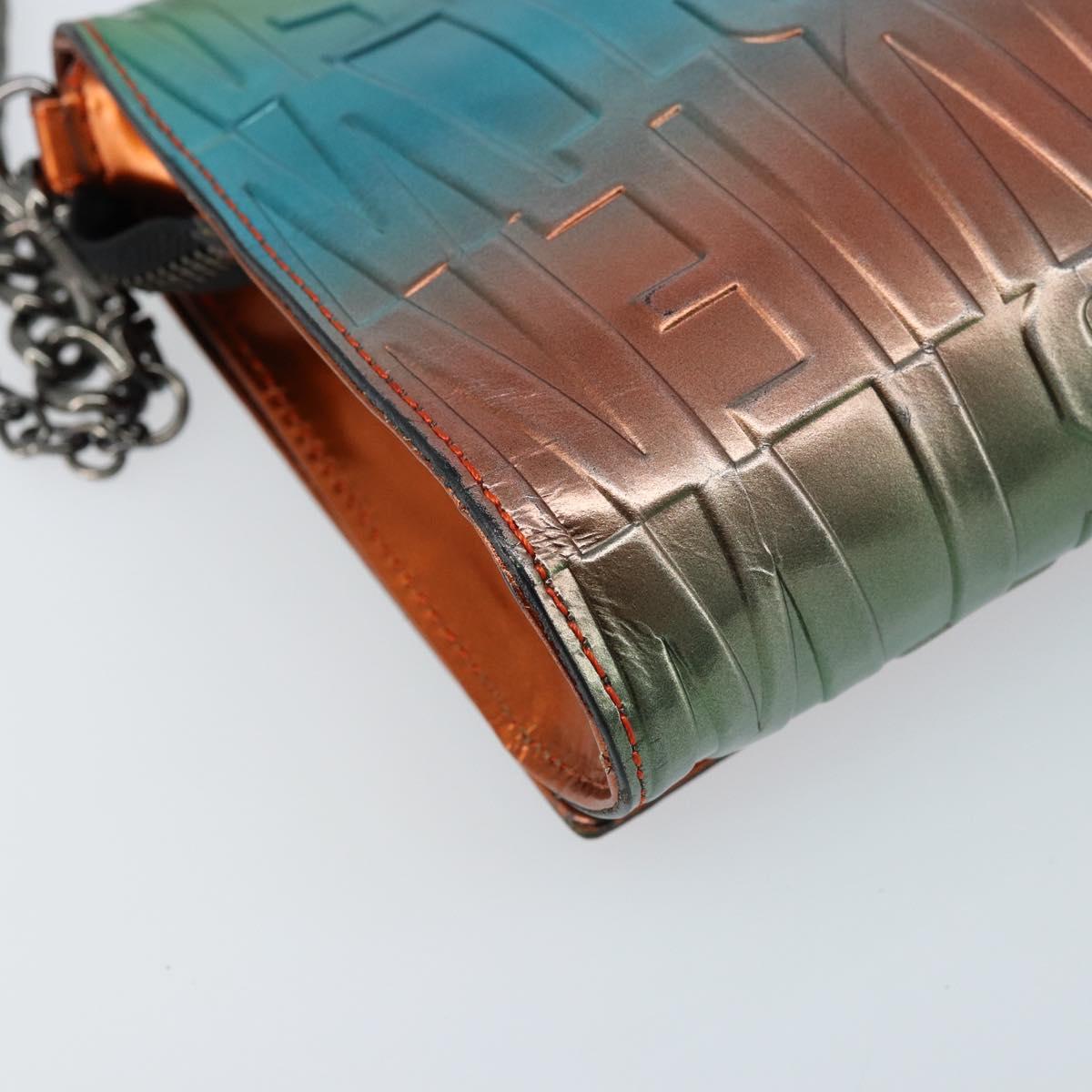 Vivienne Westwood Chain Shoulder Bag Leather Green Auth ARZ230A