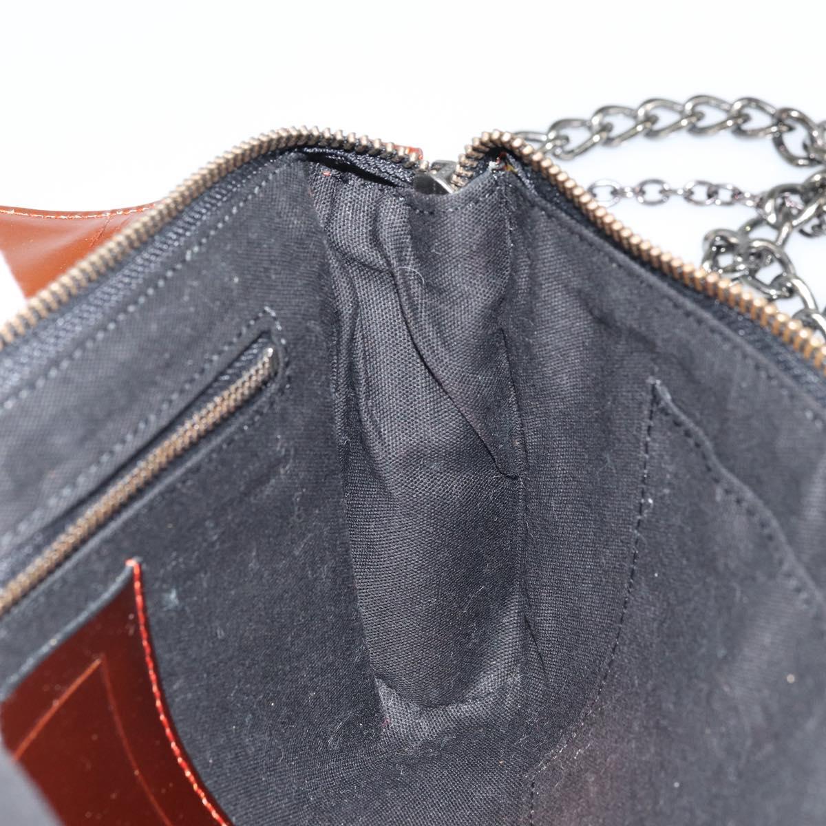 Vivienne Westwood Chain Shoulder Bag Leather Green Auth ARZ230A