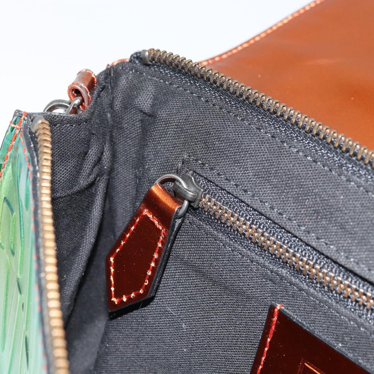 Vivienne Westwood Chain Shoulder Bag Leather Green Auth ARZ230A