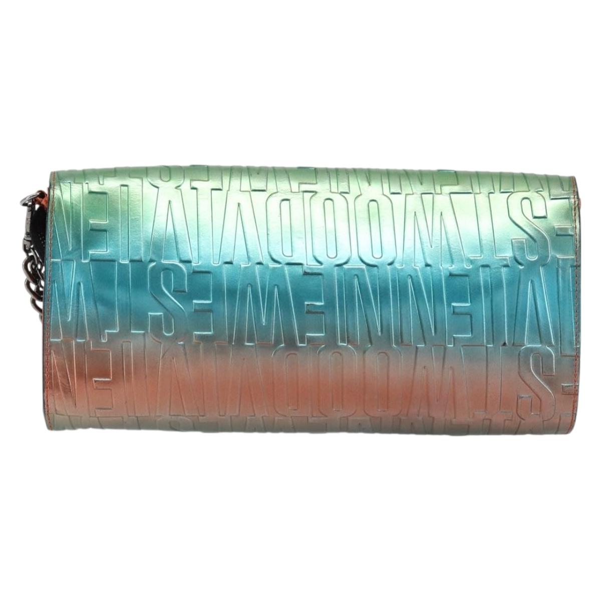 Vivienne Westwood Chain Shoulder Bag Leather Green Auth ARZ230A