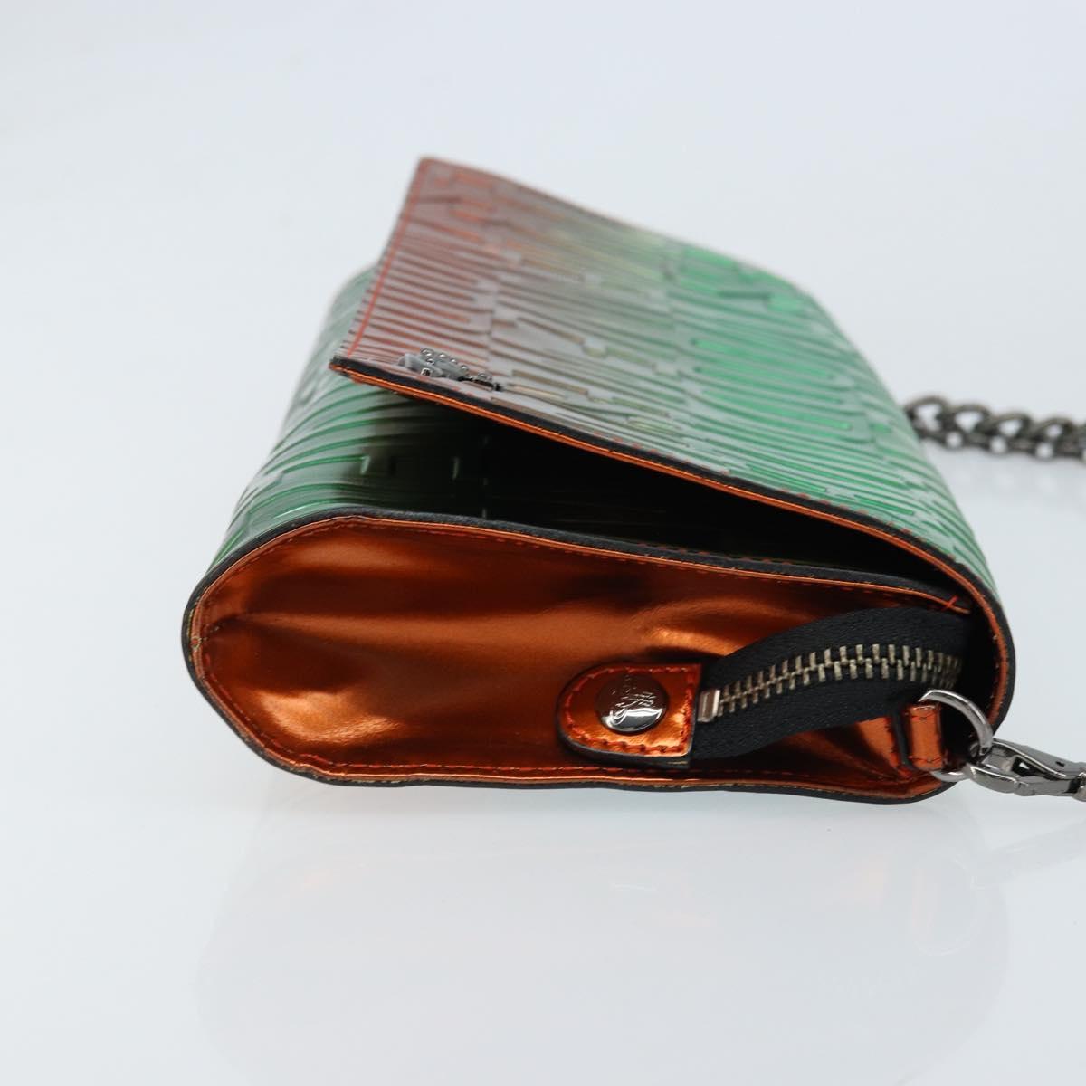 Vivienne Westwood Chain Shoulder Bag Leather Green Auth ARZ230A