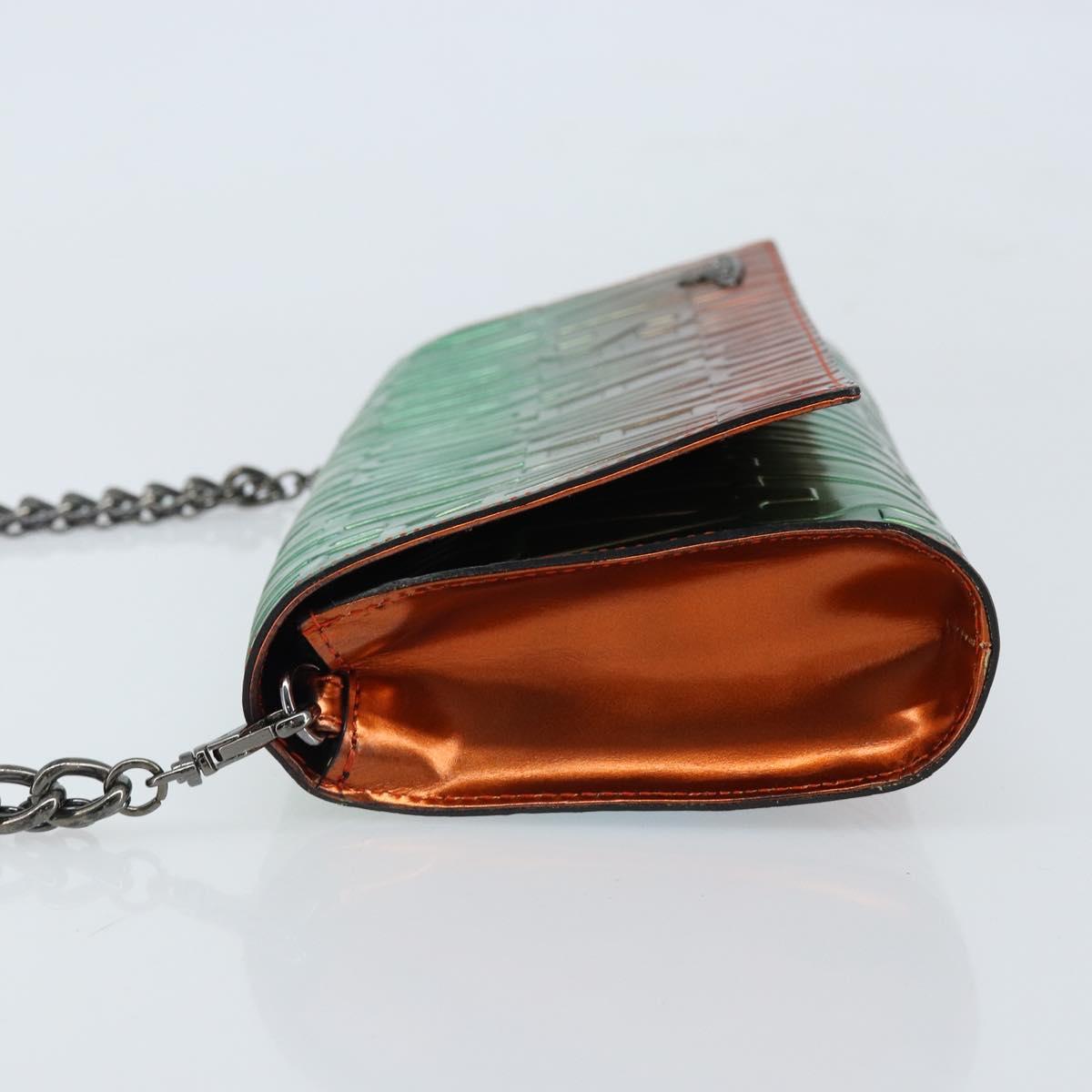 Vivienne Westwood Chain Shoulder Bag Leather Green Auth ARZ230A