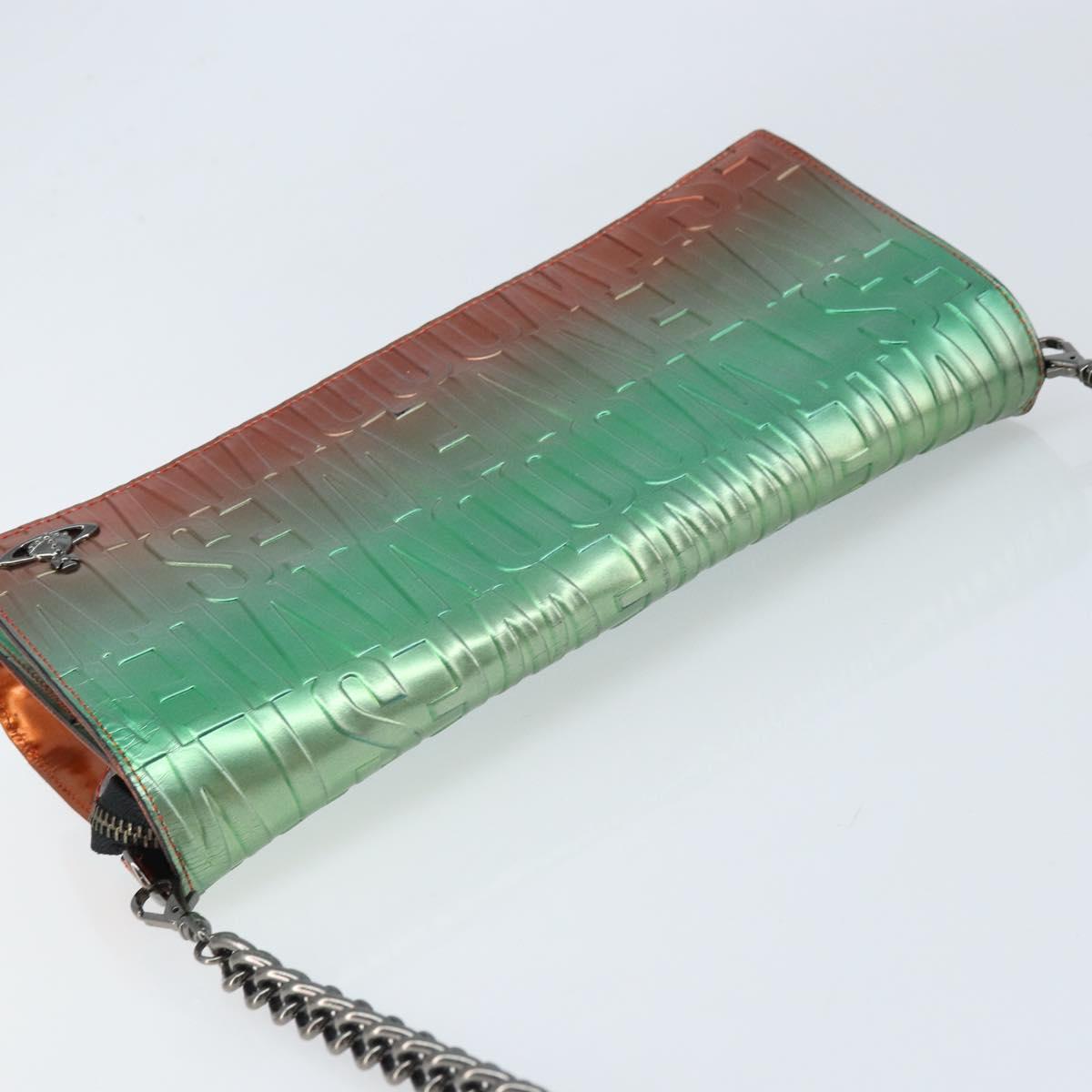 Vivienne Westwood Chain Shoulder Bag Leather Green Auth ARZ230A