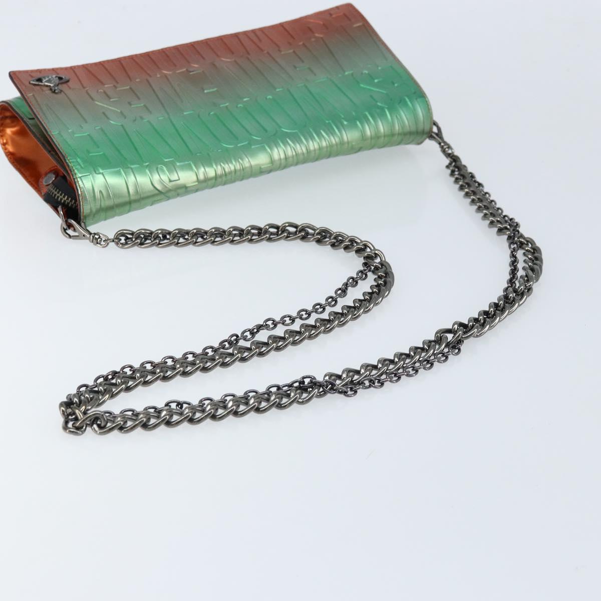 Vivienne Westwood Chain Shoulder Bag Leather Green Auth ARZ230A