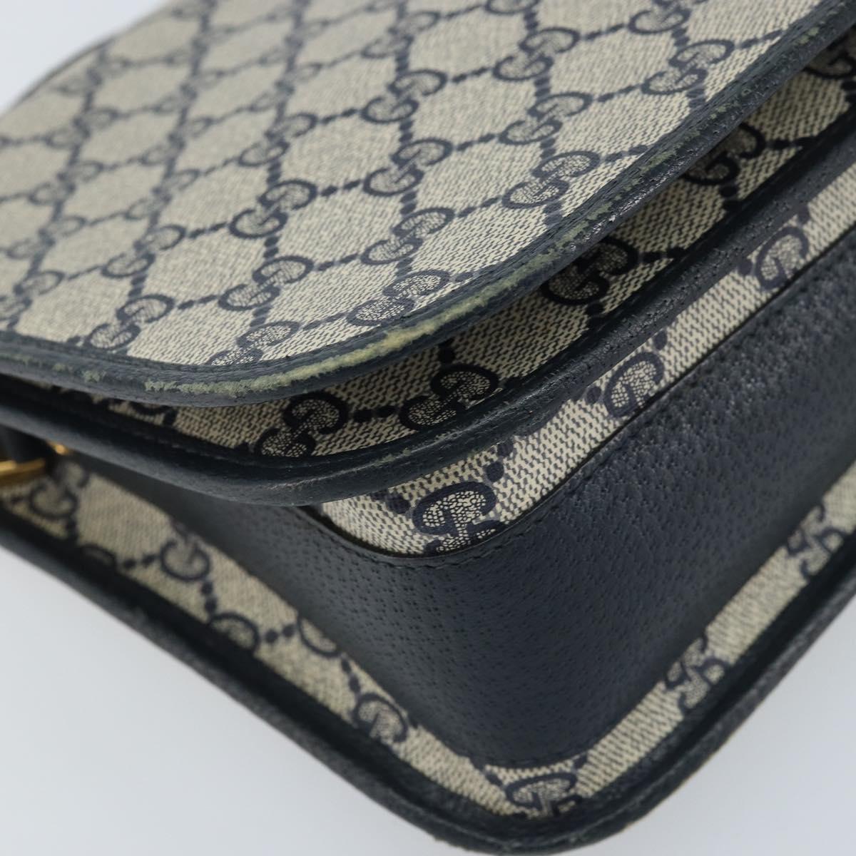 GUCCI GG Supreme Shoulder Bag PVC Navy Gold 001 116 0847 Auth ARZ232