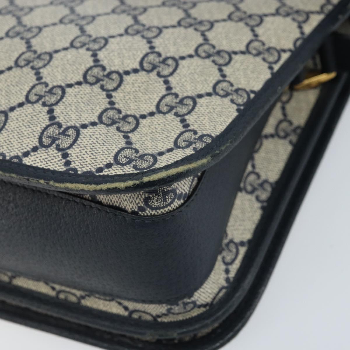 GUCCI GG Supreme Shoulder Bag PVC Navy Gold 001 116 0847 Auth ARZ232