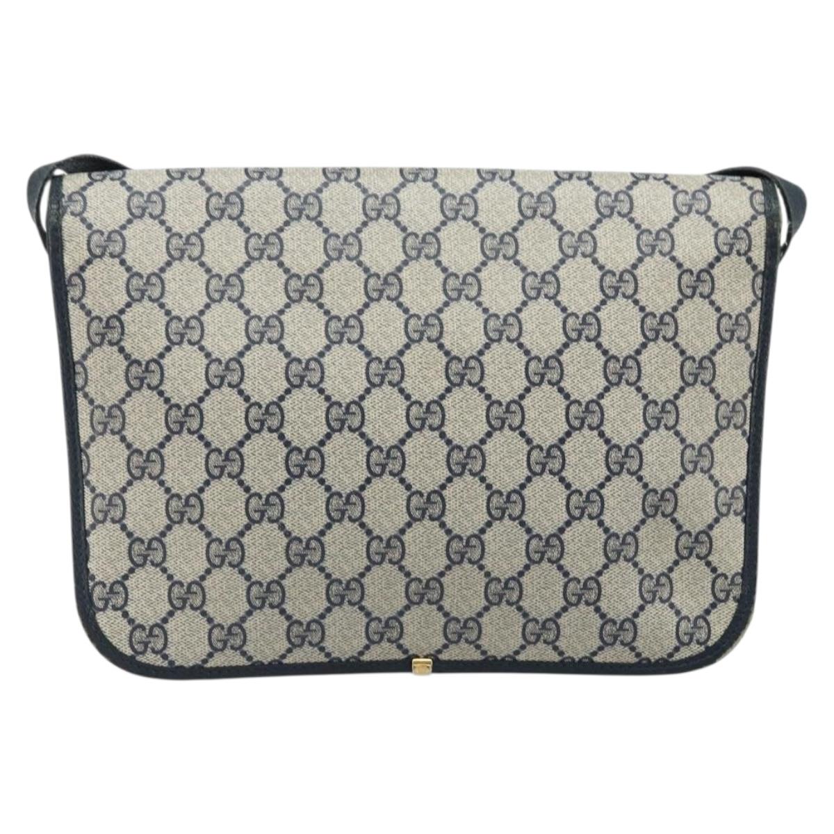GUCCI GG Supreme Shoulder Bag PVC Navy Gold 001 116 0847 Auth ARZ232