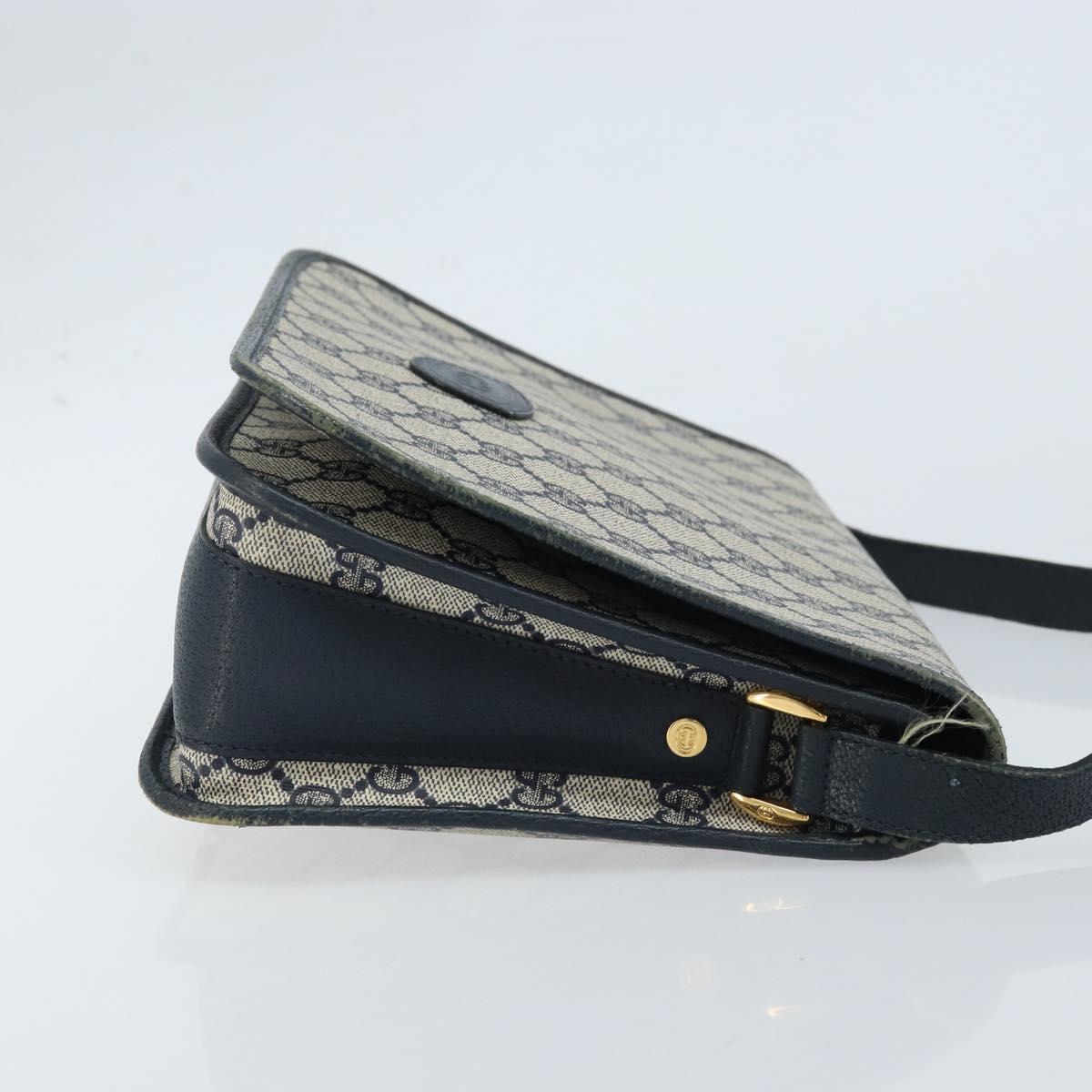 GUCCI GG Supreme Shoulder Bag PVC Navy Gold 001 116 0847 Auth ARZ232