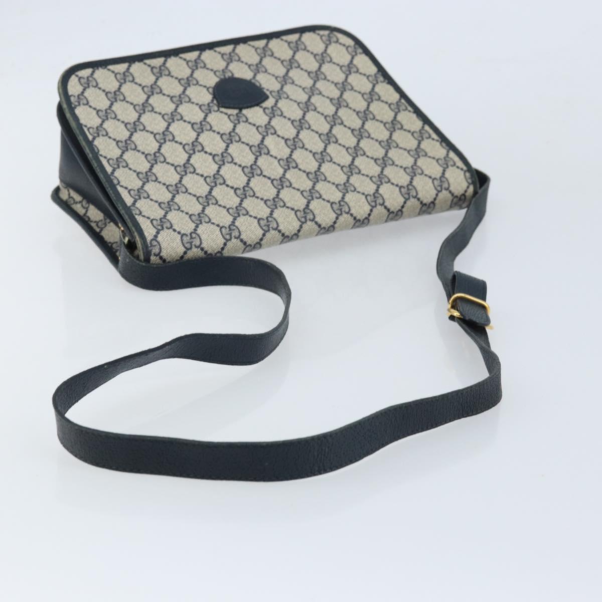 GUCCI GG Supreme Shoulder Bag PVC Navy Gold 001 116 0847 Auth ARZ232