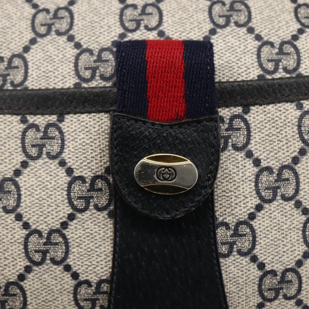 GUCCI GG Supreme Sherry Line Shoulder Bag PVC Navy Gold 89 02 032 Auth ARZ238