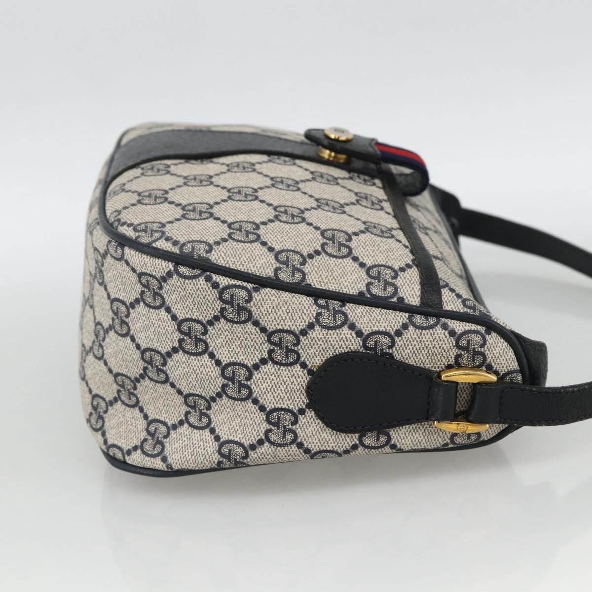 GUCCI GG Supreme Sherry Line Shoulder Bag PVC Navy Gold 89 02 032 Auth ARZ238