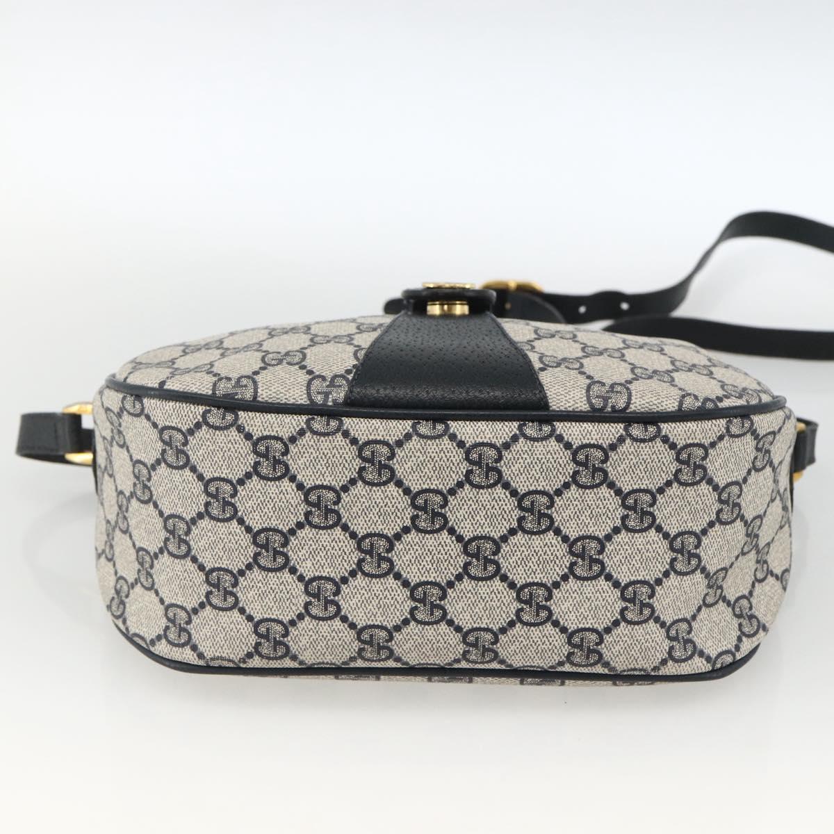 GUCCI GG Supreme Sherry Line Shoulder Bag PVC Navy Gold 89 02 032 Auth ARZ238