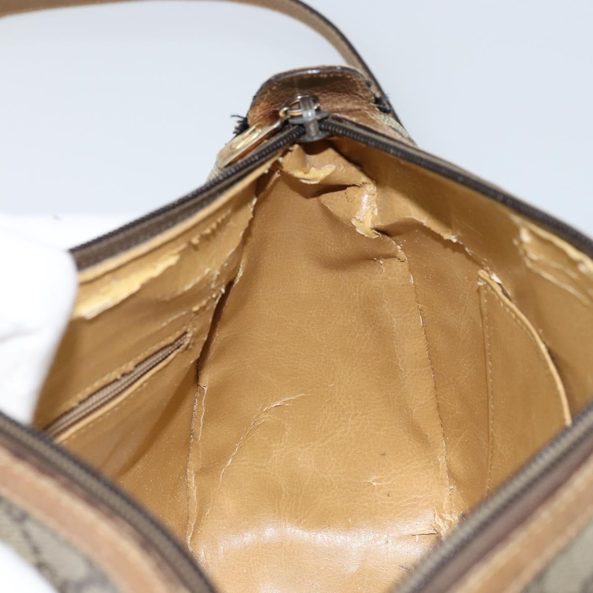 GUCCI GG Supreme Web Sherry Line Bag PVC Beige Gold 89 02 032 Auth ARZ240