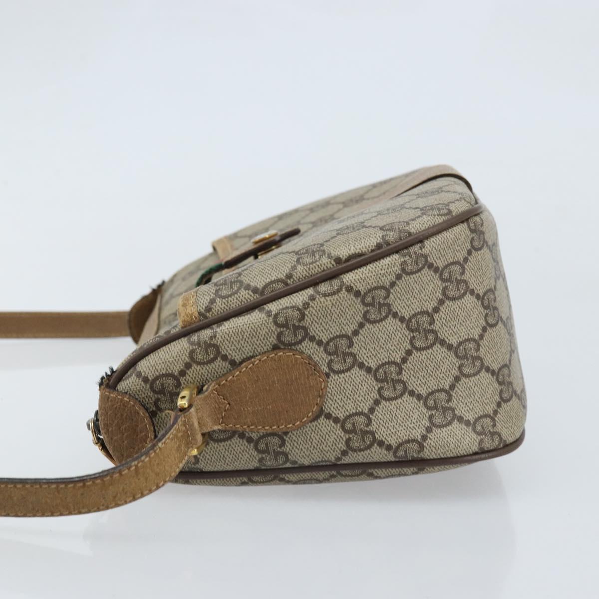GUCCI GG Supreme Web Sherry Line Bag PVC Beige Gold 89 02 032 Auth ARZ240