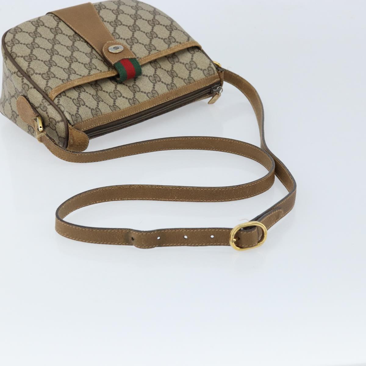 GUCCI GG Supreme Web Sherry Line Bag PVC Beige Gold 89 02 032 Auth ARZ240