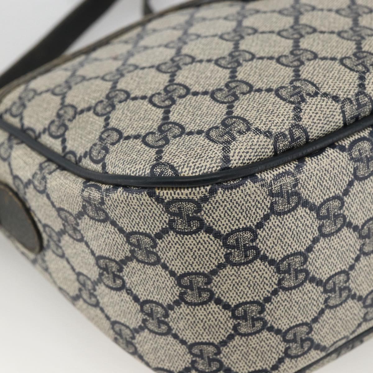 GUCCI GG Supreme Sherry Line Shoulder Bag PVC Navy Gold 89 02 077 Auth ARZ241