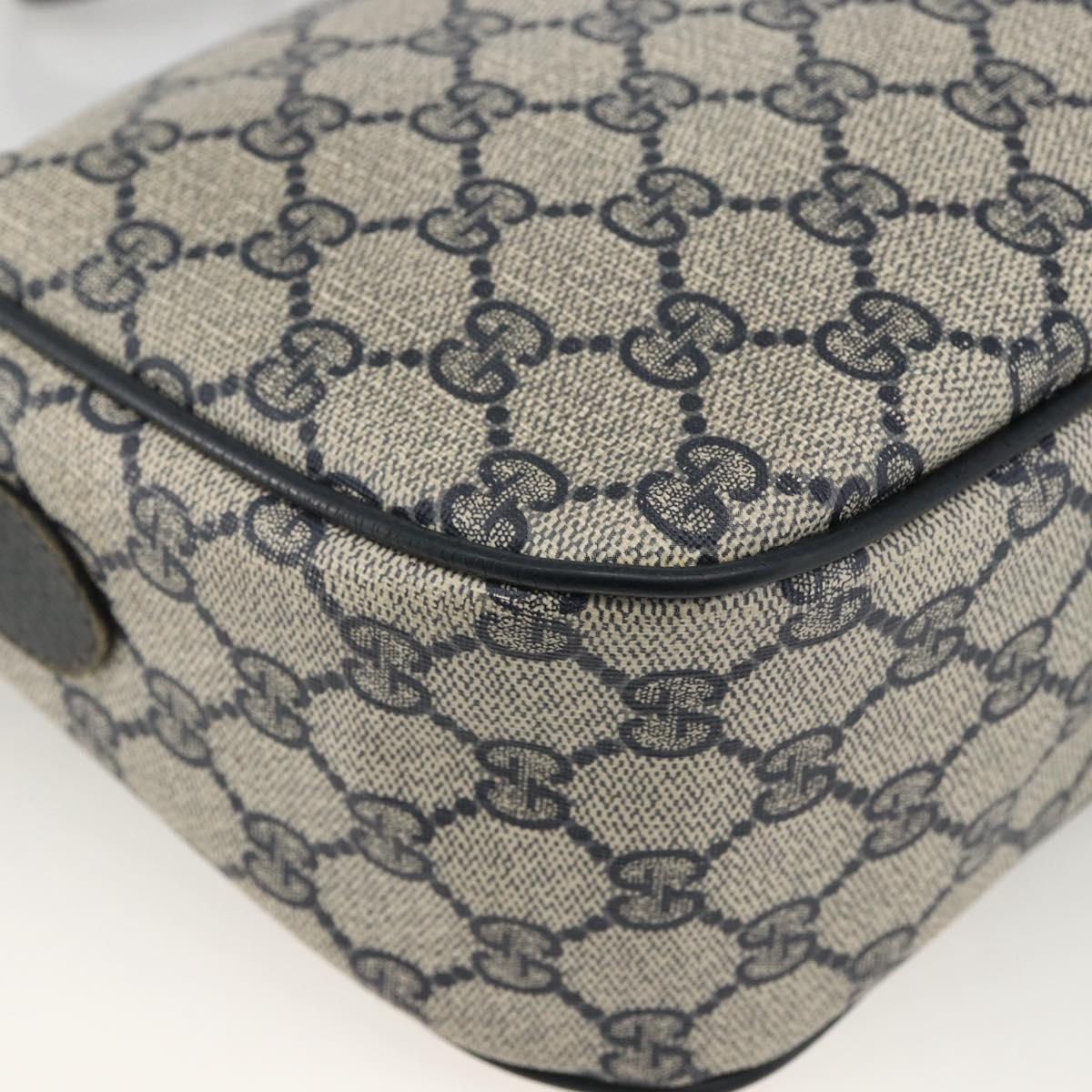 GUCCI GG Supreme Sherry Line Shoulder Bag PVC Navy Gold 89 02 077 Auth ARZ241