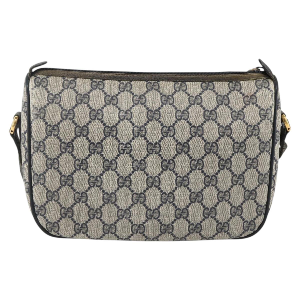 GUCCI GG Supreme Sherry Line Shoulder Bag PVC Navy Gold 89 02 077 Auth ARZ241