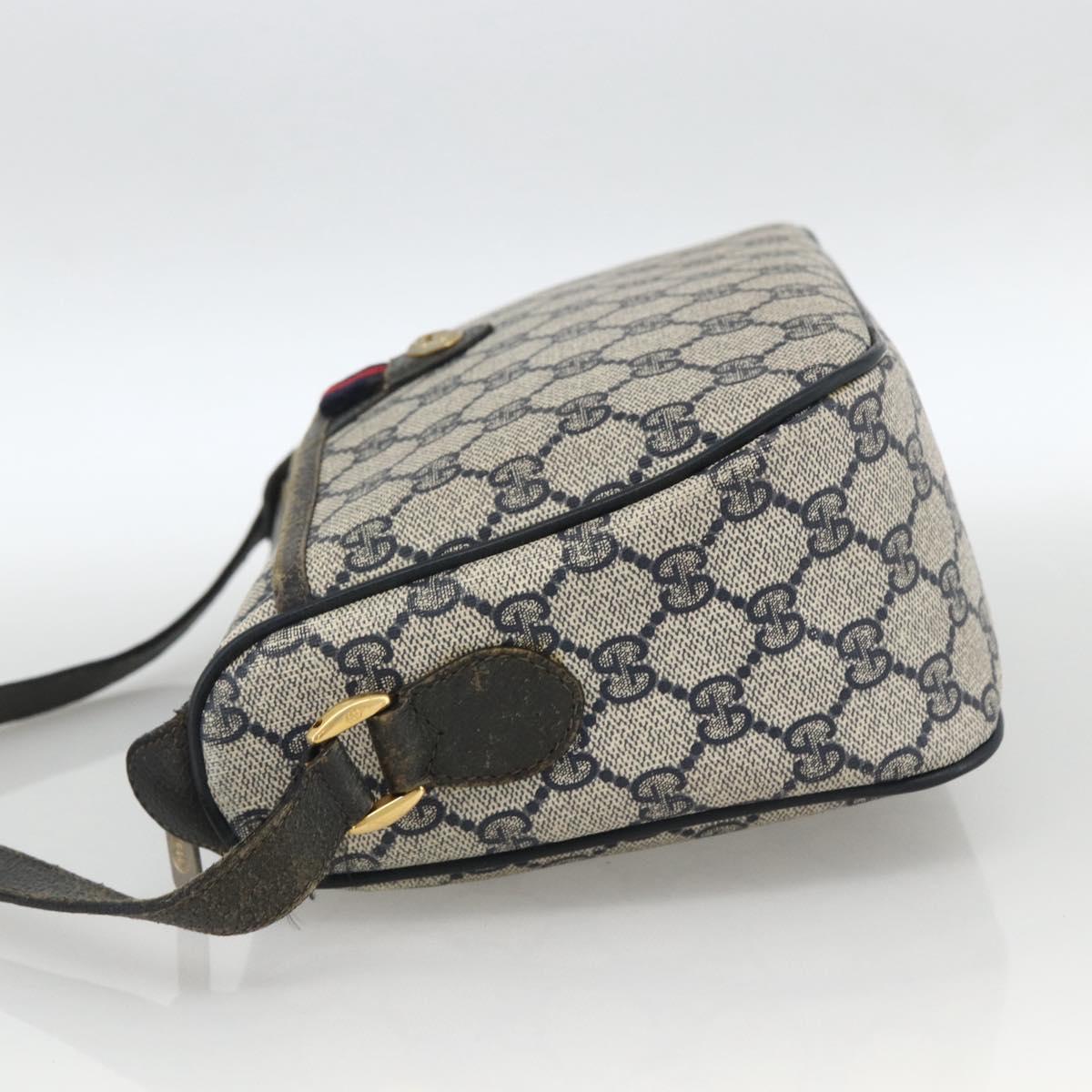 GUCCI GG Supreme Sherry Line Shoulder Bag PVC Navy Gold 89 02 077 Auth ARZ241