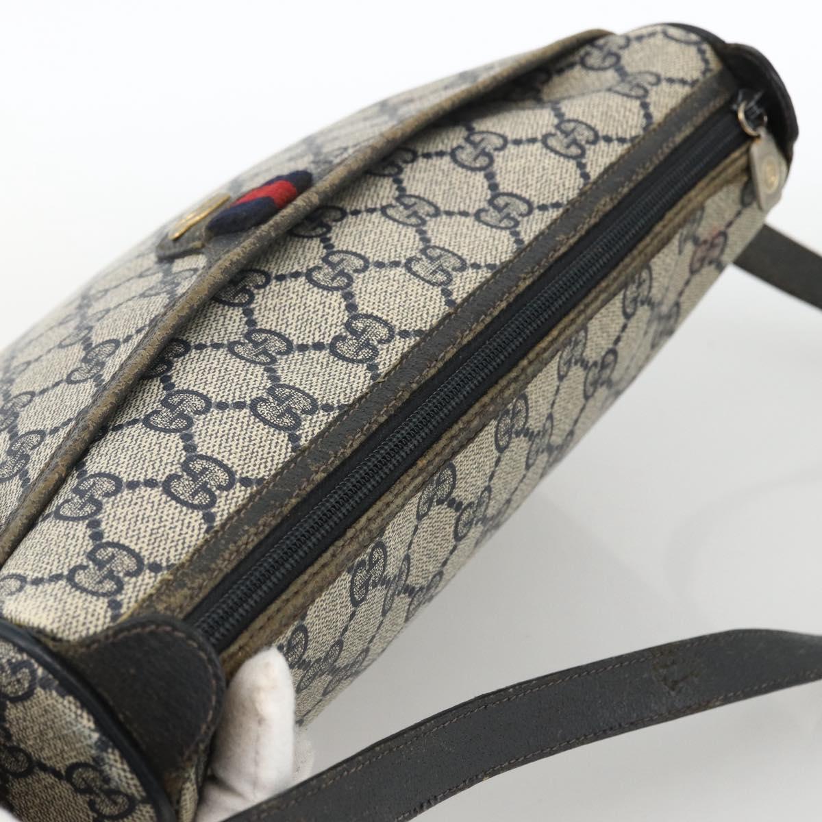 GUCCI GG Supreme Sherry Line Shoulder Bag PVC Navy Gold 89 02 077 Auth ARZ241