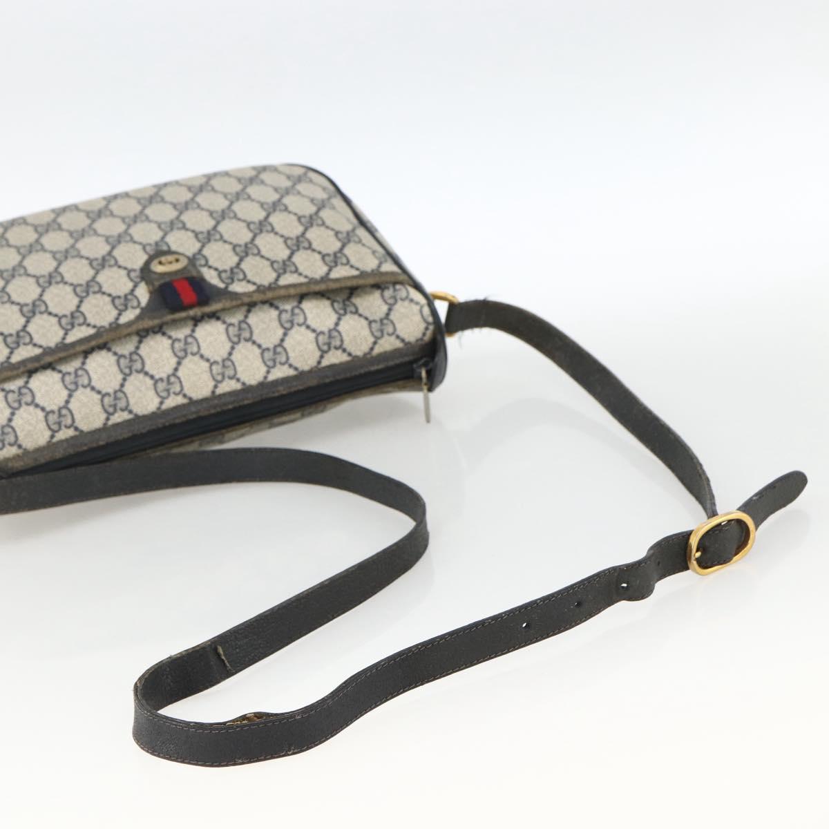 GUCCI GG Supreme Sherry Line Shoulder Bag PVC Navy Gold 89 02 077 Auth ARZ241