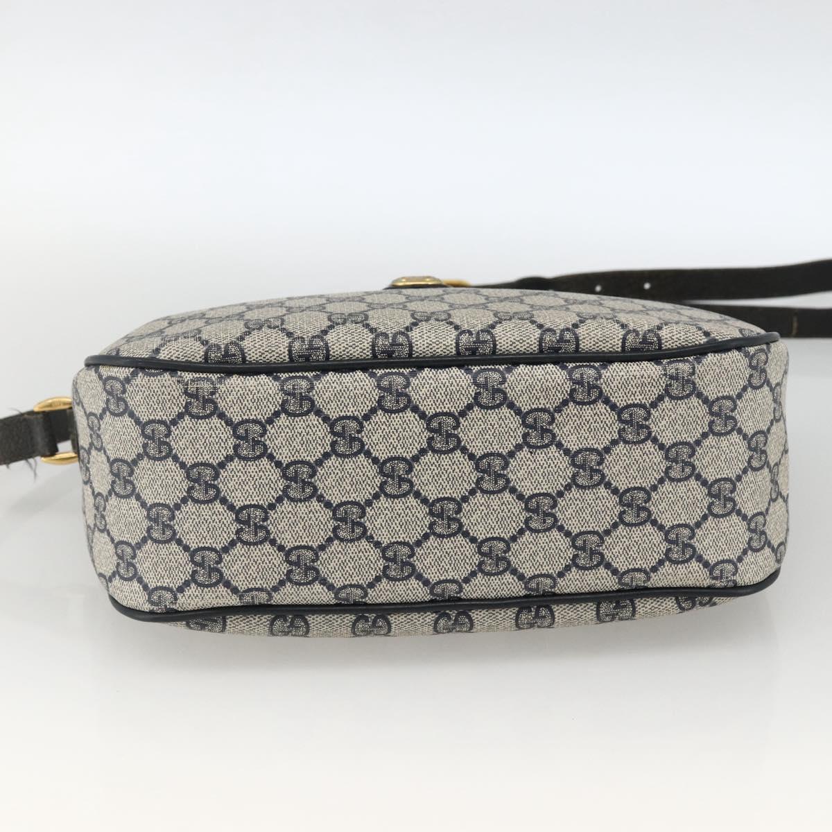 GUCCI GG Supreme Sherry Line Shoulder Bag PVC Navy Gold 89 02 077 Auth ARZ241