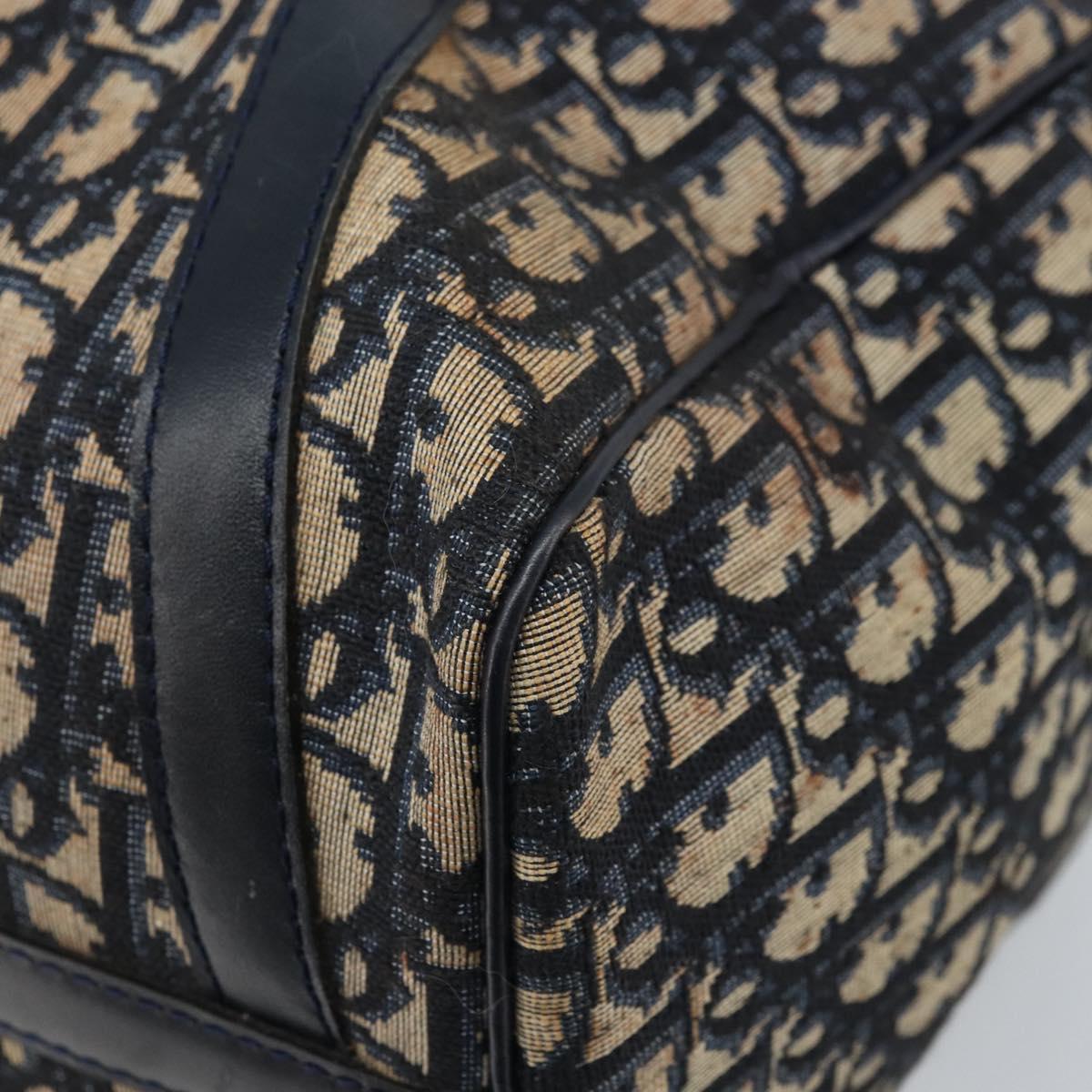 Christian Dior Trotter Canvas Boston Bag Navy Silver Auth ARZ245
