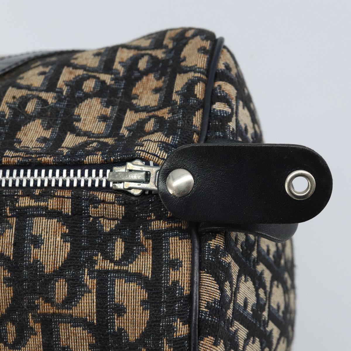 Christian Dior Trotter Canvas Boston Bag Navy Silver Auth ARZ245