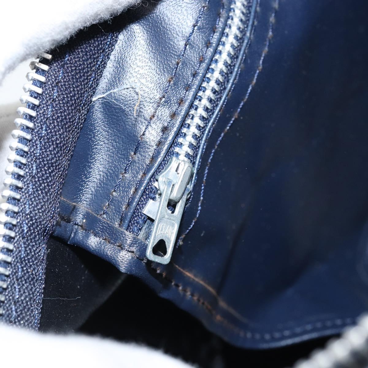 Christian Dior Trotter Canvas Boston Bag Navy Silver Auth ARZ245