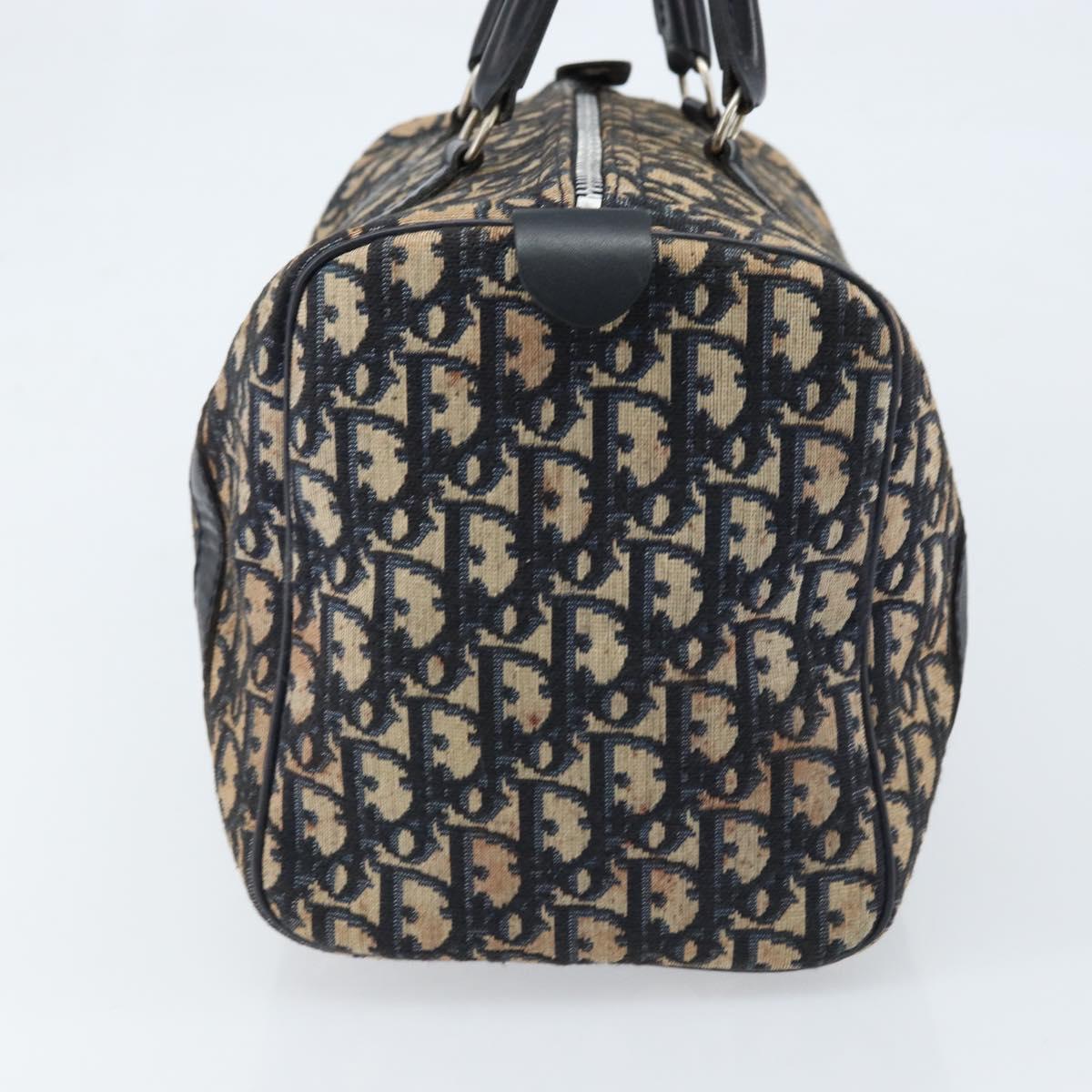 Christian Dior Trotter Canvas Boston Bag Navy Silver Auth ARZ245