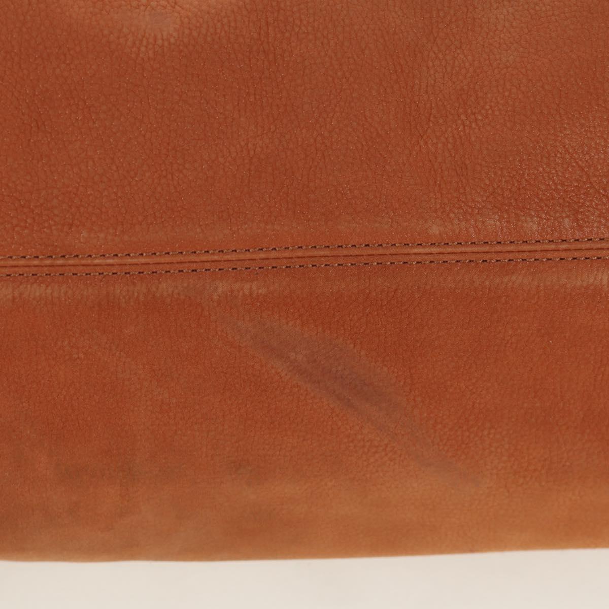 FENDI Tote Bag Leather Brown Gold Auth ARZ252V