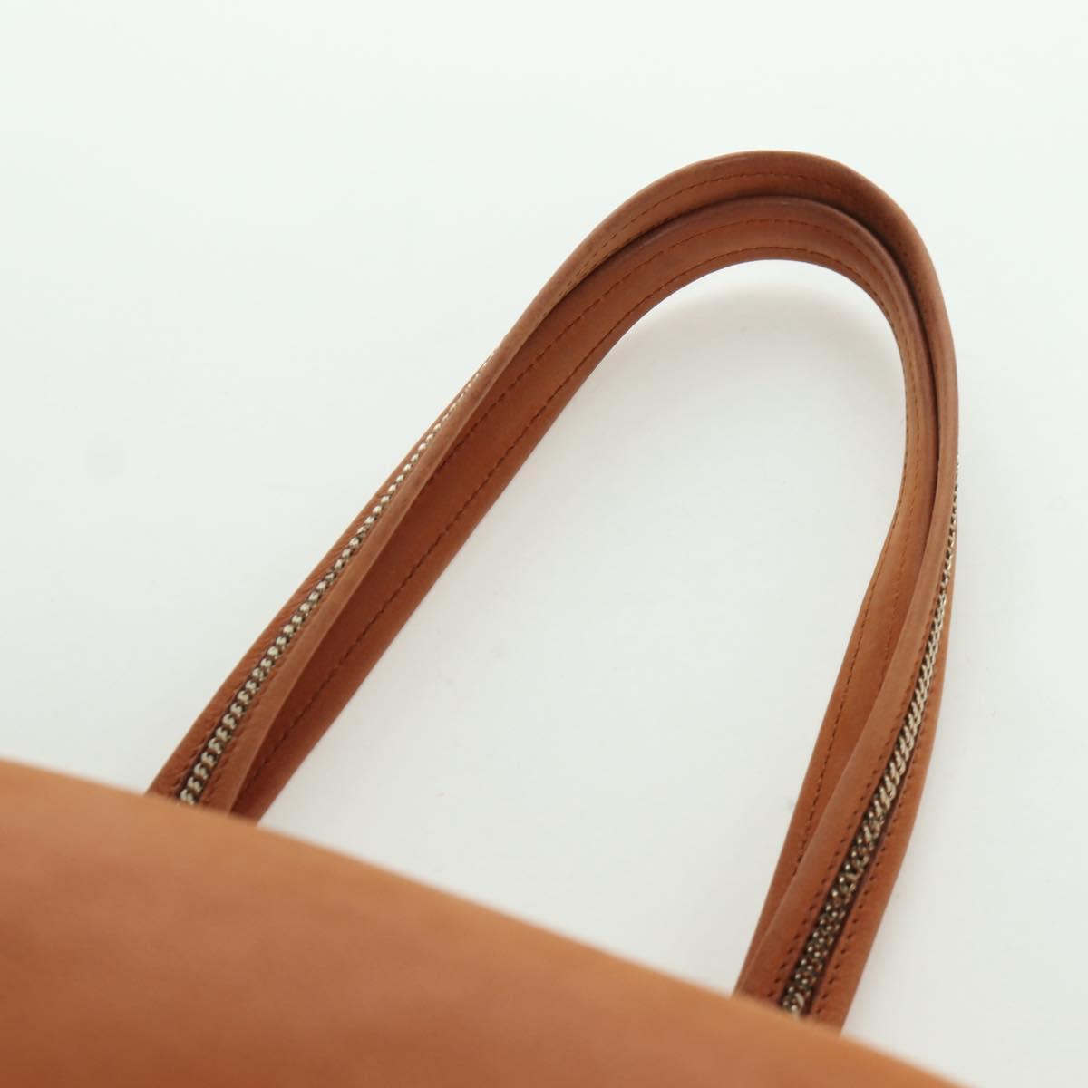 FENDI Tote Bag Leather Brown Gold Auth ARZ252V