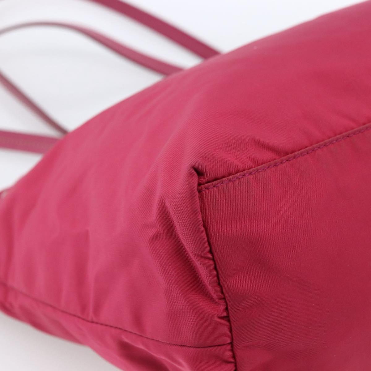 PRADA Tote Bag Nylon Pink Silver Auth ARZ253