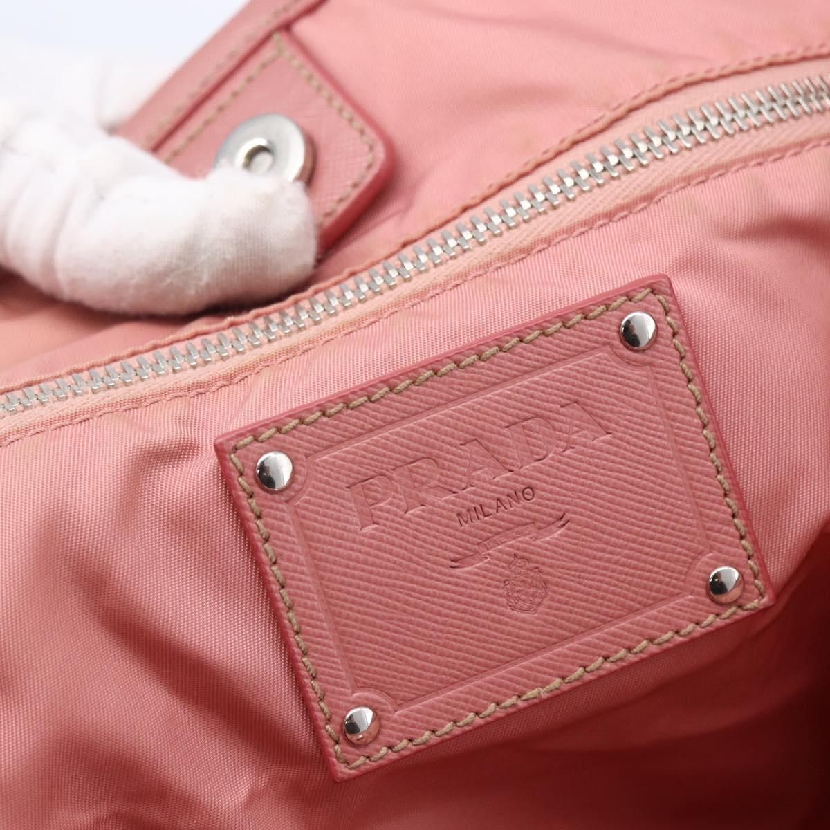 PRADA Tote Bag Nylon Pink Silver Auth ARZ253