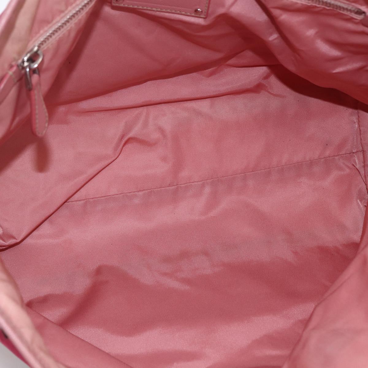 PRADA Tote Bag Nylon Pink Silver Auth ARZ253