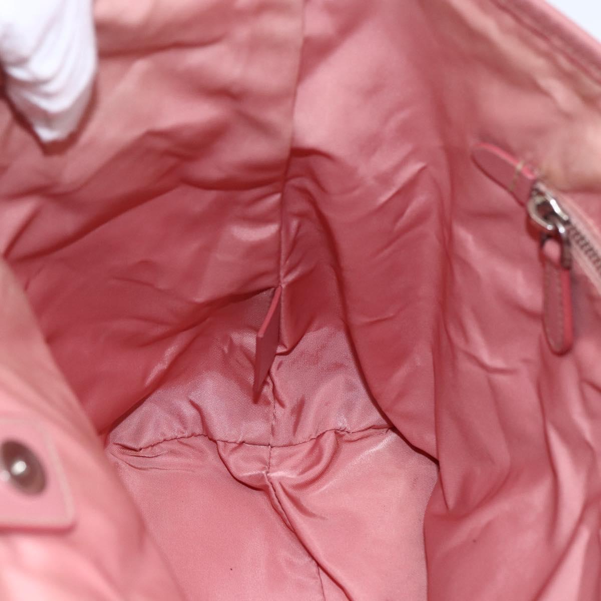 PRADA Tote Bag Nylon Pink Silver Auth ARZ253