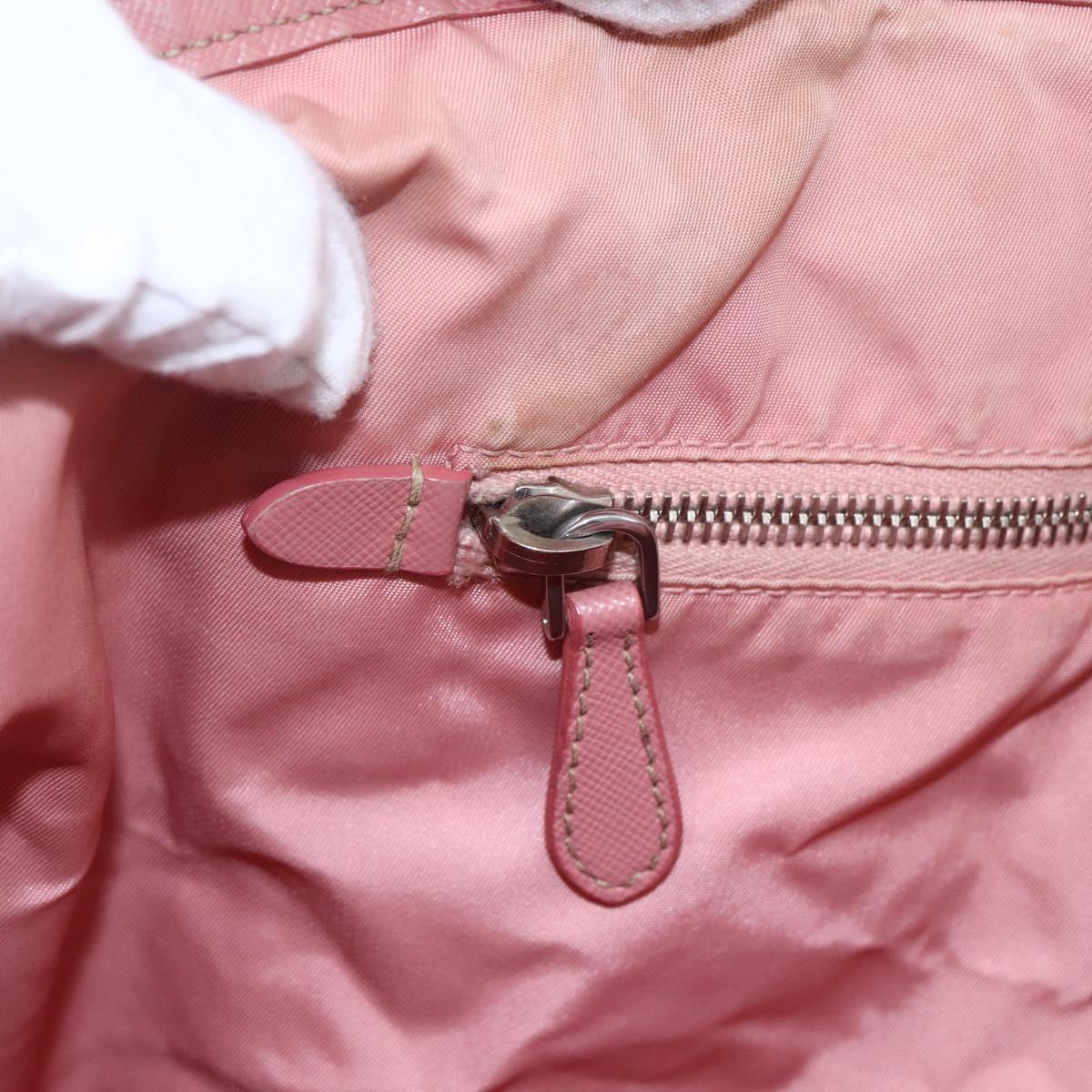 PRADA Tote Bag Nylon Pink Silver Auth ARZ253