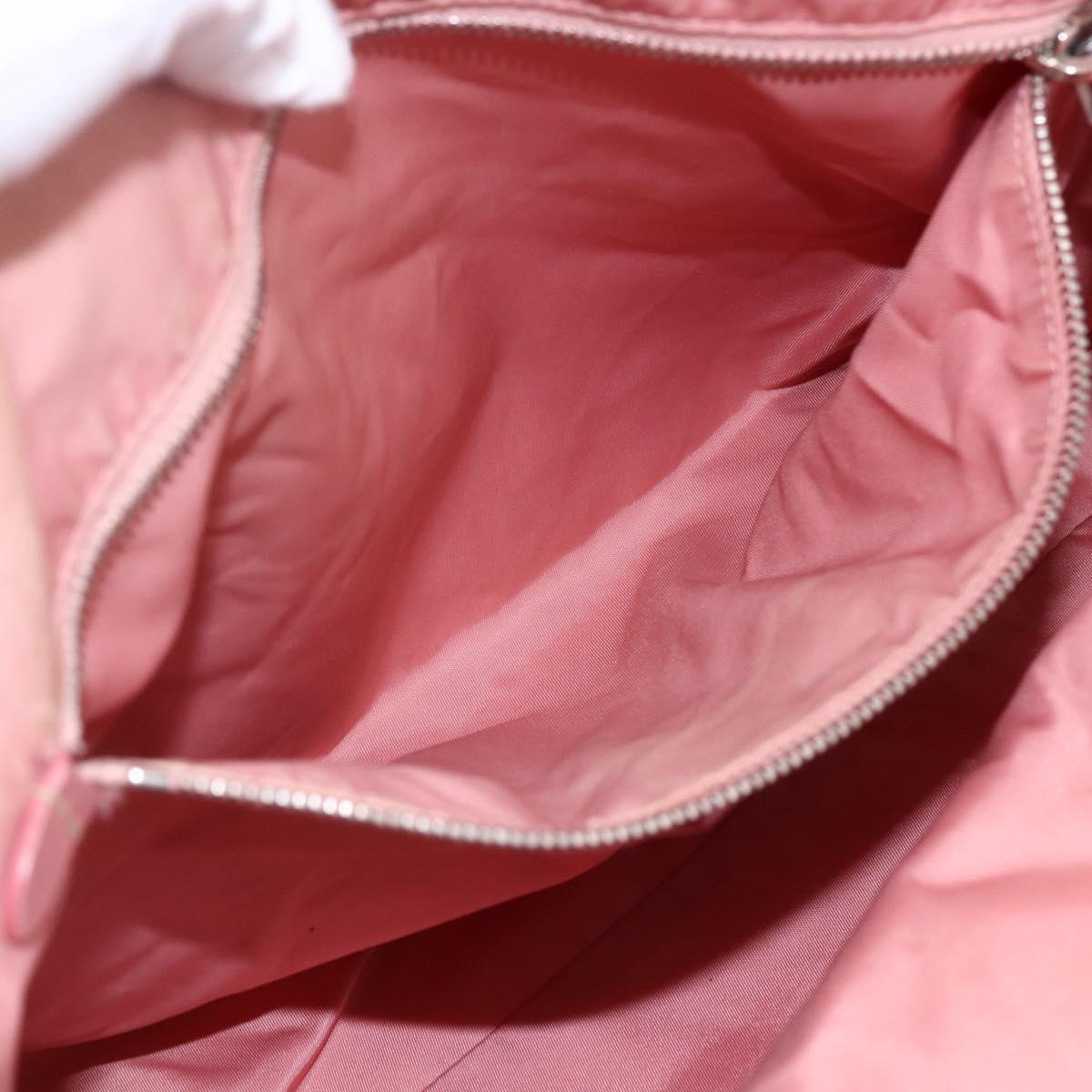 PRADA Tote Bag Nylon Pink Silver Auth ARZ253