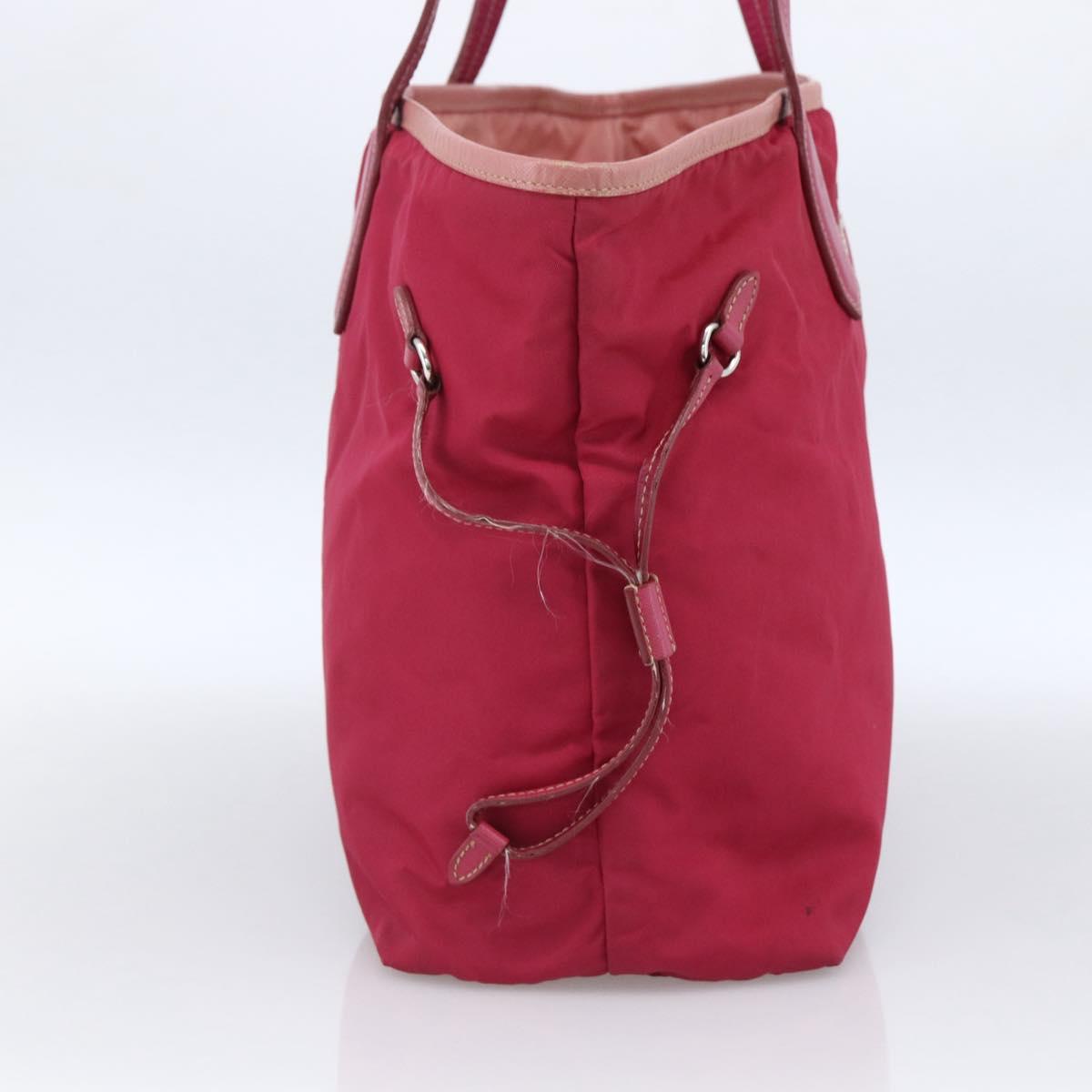 PRADA Tote Bag Nylon Pink Silver Auth ARZ253