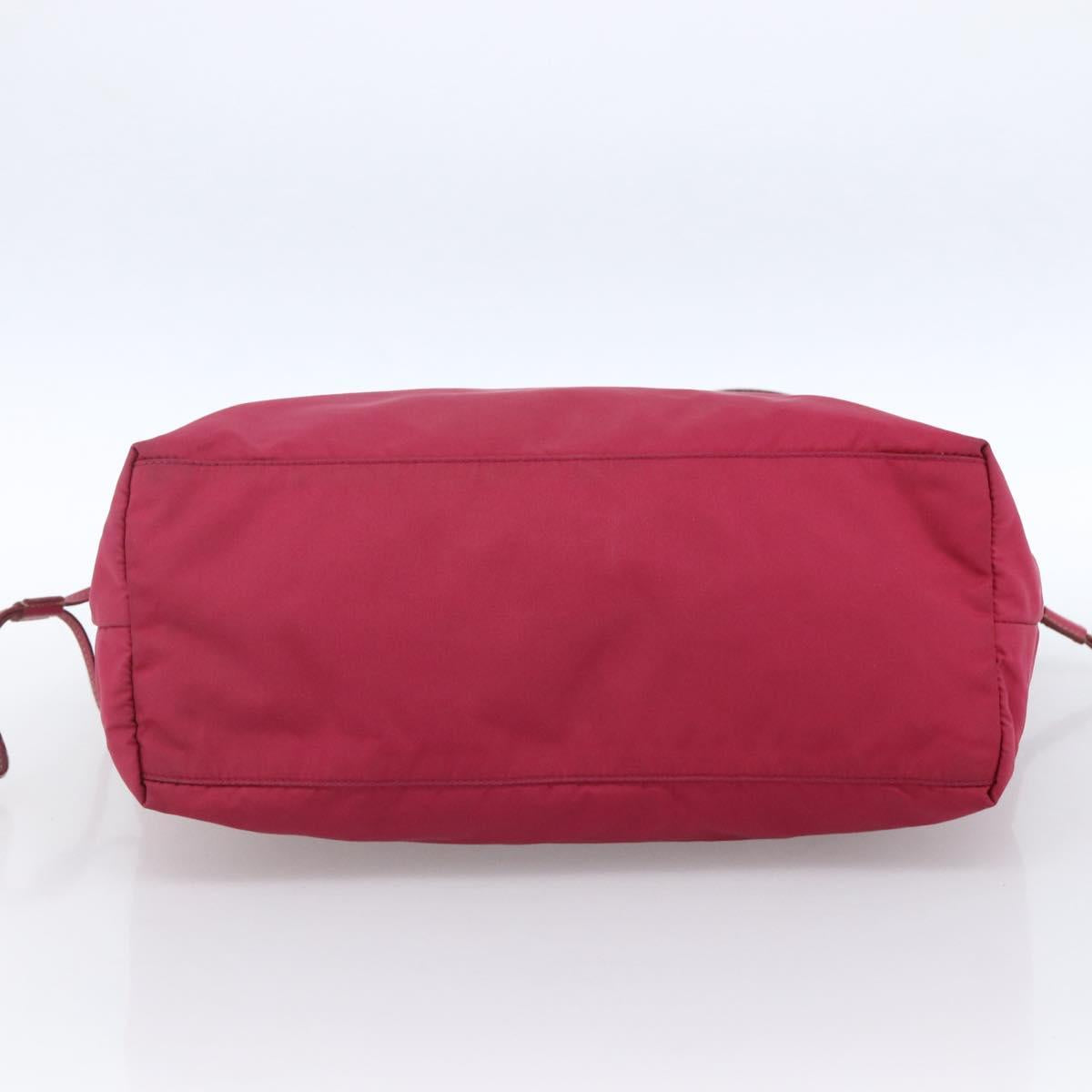 PRADA Tote Bag Nylon Pink Silver Auth ARZ253