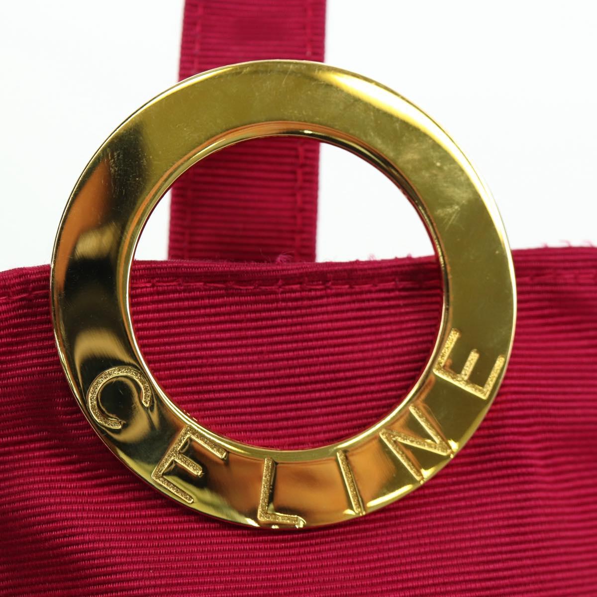 CELINE Circle Pouch Nylon Pink Gold Auth ARZ255A