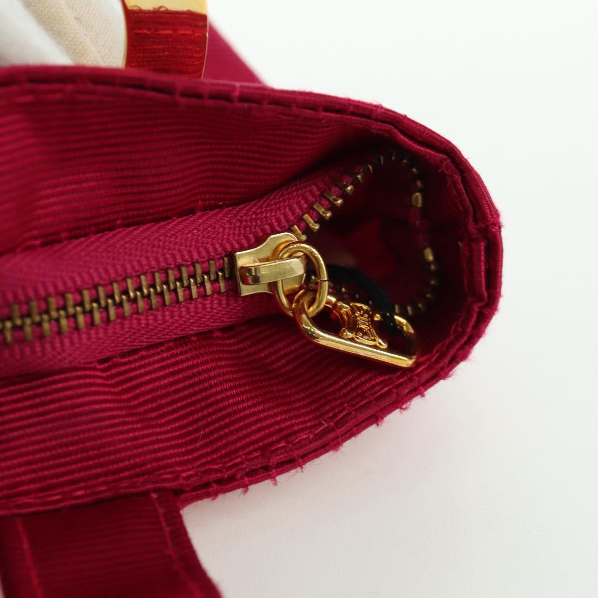 CELINE Circle Pouch Nylon Pink Gold Auth ARZ255A
