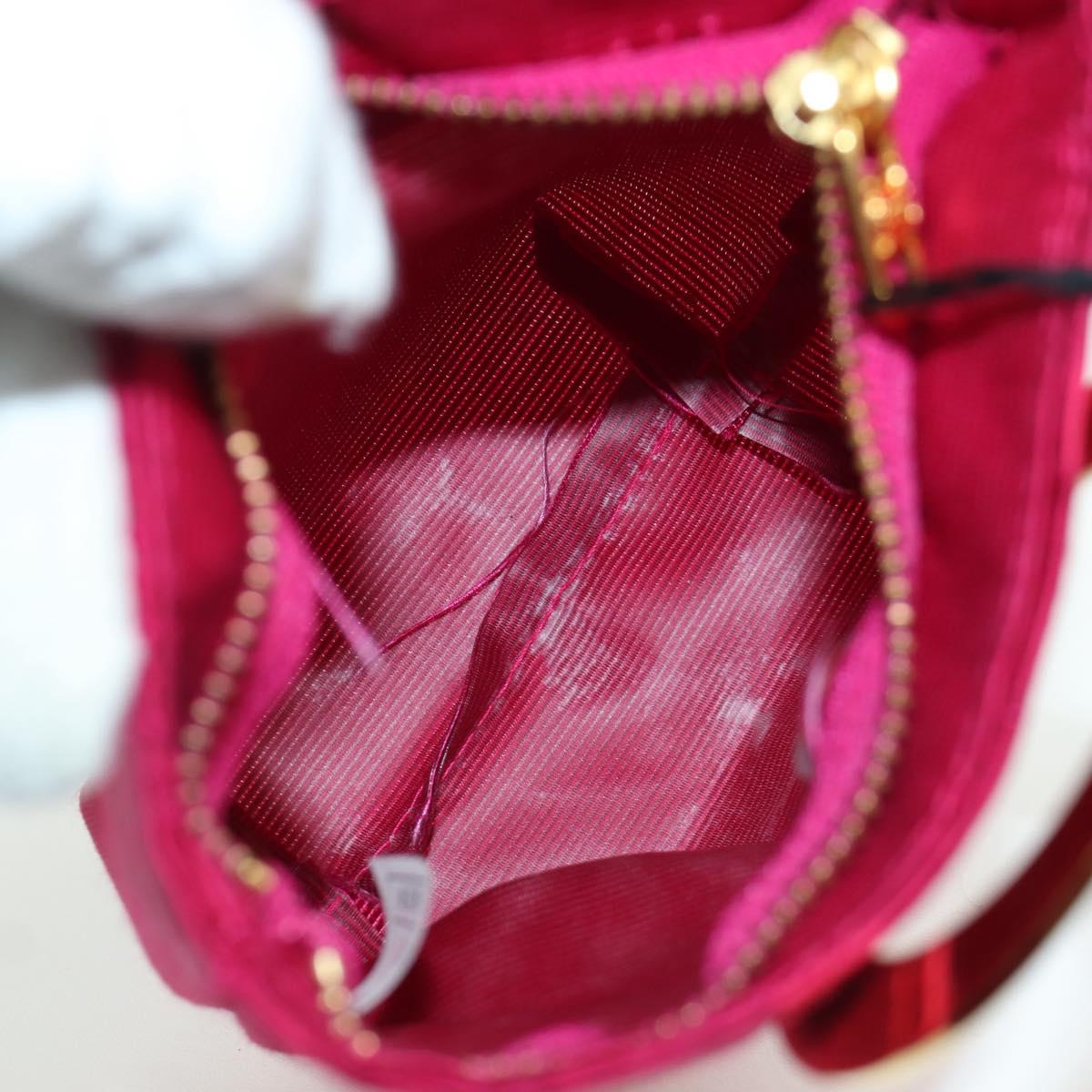 CELINE Circle Pouch Nylon Pink Gold Auth ARZ255A